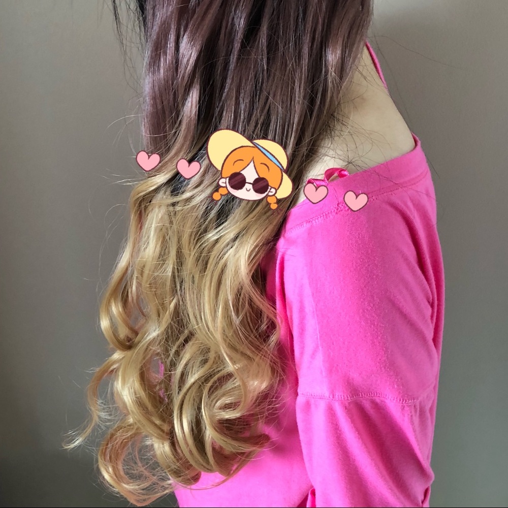 Clip in hair extensions 7pcs ombre synthetic fiber - Picture 2 of 8